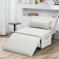 Lit ottoman pliant multifonction 4 en 1 en tissu rouge avec dossier réglable, chaise-lit moderne pour le salon