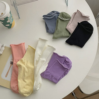 Chaussettes unies à bord roulé, mi-mollet, et chaussettes empilées aux couleurs bonbon, respirantes et absorbant la transpiration