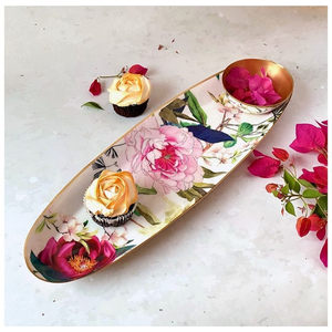 ถาดเสิร์ฟลายดอกไม้แบบกำหนดเองสำหรับ OEM ถาดขนมและของหวานตกแต่งทรงยาวสำหรับใช้ในบ้านและครัว - Product Image 5
