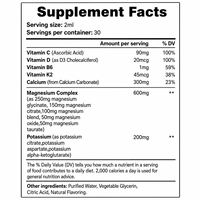 Gouttes liquides OEM de potassium, magnésium, calcium, D3, K2, B6, vitamine C, saveur framboise, pour le sommeil et l'humeur, complément pour adultes, 60 ml