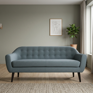 Sofá Bng Midcentury Modern Tufted Vi Cao Cp Xanh Ru con Estructura de Madera y Relleno de Espuma 190x80x75cm - Product Image 3