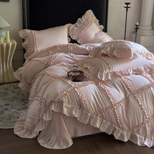 Nouvel Ensemble de Literie Quatre Pièces en Coton et Dentelle de Luxe Français 2025, Doux pour la Peau, Hiver Chaud, 200TC, Écologique, Volants Hauts - Product Image 6