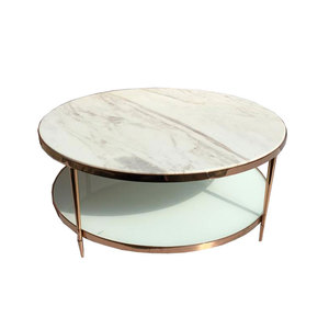 Originalité En Métal Cadre Table de Table En Marbre Ronde En Laiton Or Table Basse - Product Image 3