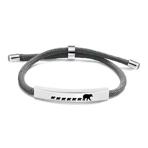 Ywganggu New Stainless Steel Customize Handmade Woven Bracelet Engraved Mama Bear Mother's Day Gift Bracelet Jewelry