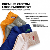 Chaussettes en coton brodées avec logo personnalisé, chaussettes de sport athlétiques côtelées de qualité supérieure, vente en gros en vrac, faible MOQ, respirantes