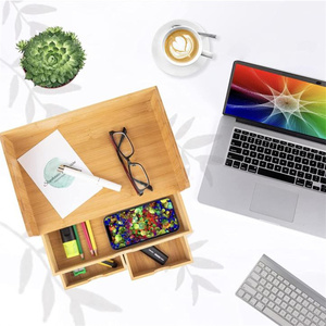 Tabletop <strong>Mini</strong> Small <strong>Drawer</strong> Storage Kitchen Countertop Organizer Bamboo Desk Organizer With <strong>Drawers</strong> - Product Image 4