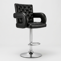 Chaise de bar JOHOOFURNITURE en cuir PU noir capitonnée, réglable en hauteur, vente en gros, banc de bar, hauteur de comptoir de restaurant