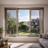 Système de fenêtre coulissante en aluminium personnalisé avec moustiquaire de sécurité et persiennes latérales pour la ventilation des salons résidentiels