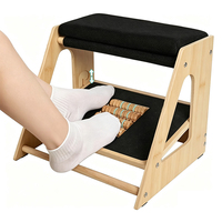 Reposapiés de Bambú de Doble Capa con Altura Ajustable y Rodillos de Masaje, Taburete de Madera Ajustable con Base Antideslizante para Hogar y Oficina