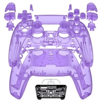 Coque complète pour manette PS5 BDM-030/040/050 avec boutons et pavé tactile, coque de remplacement DIY transparente violette, plaque avant et arrière
