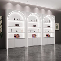 Meubles de salon très demandés, équipement de salon de beauté, armoire de rangement multi-niveaux avec éclairage LED