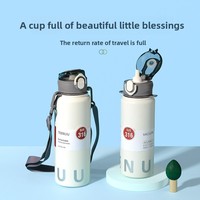 Botol Air Vakum Isolasi Stainless Steel 316 Portabel 600ml/800ml dengan Pegangan Tangan dan Tali Bahu yang Dapat Disesuaikan untuk Aktivitas Luar Ruangan