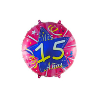 Ensemble de ballons ronds en aluminium brillant BLN de 18 pouces pour 15e anniversaire en espagnol pour décorations de fête