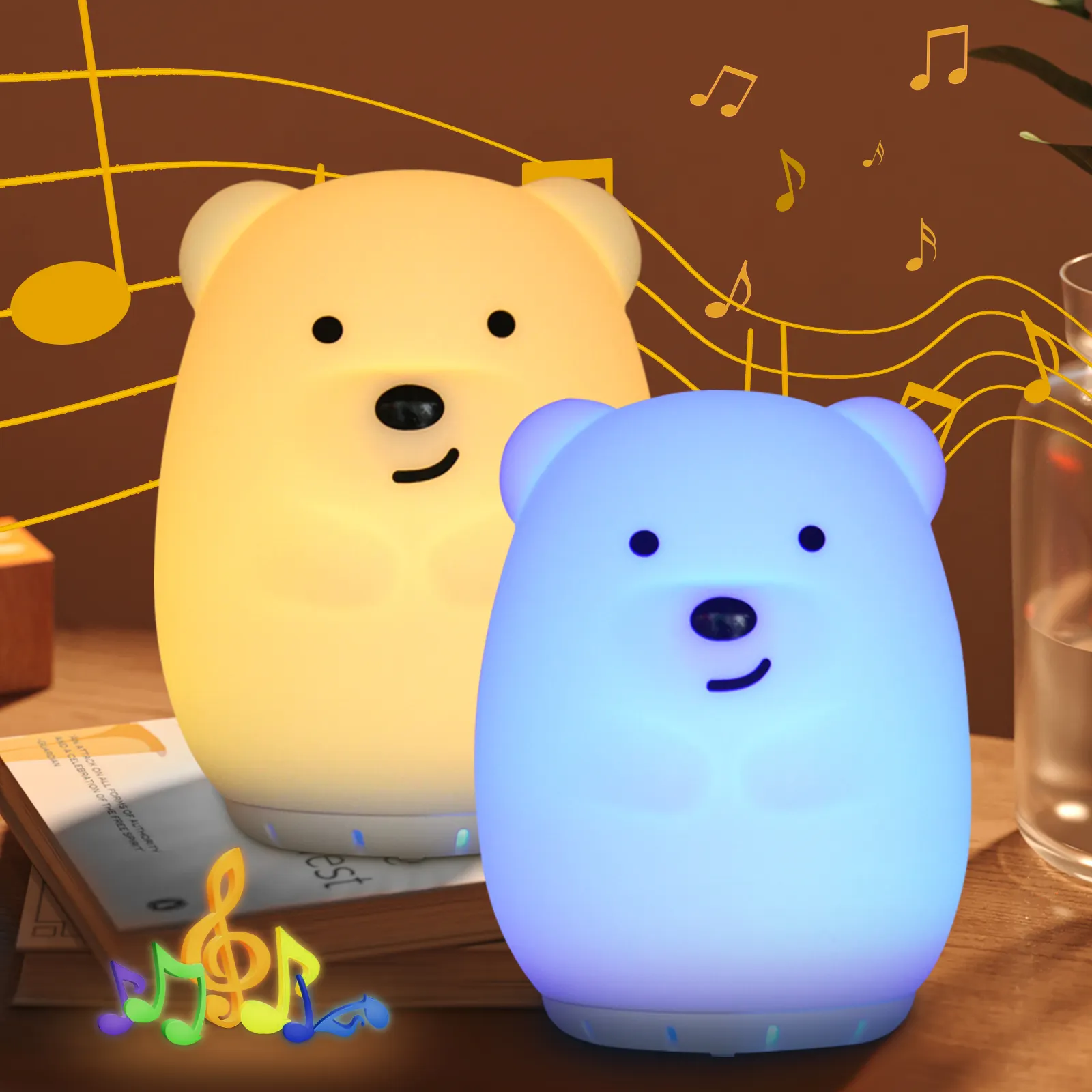 Nette Baby Musik Tisch lampe Night Story Maschine Nachttisch lampe RGB Farben Kinderzimmer Nachtlicht Bluetooth Musik lampe für Kinder