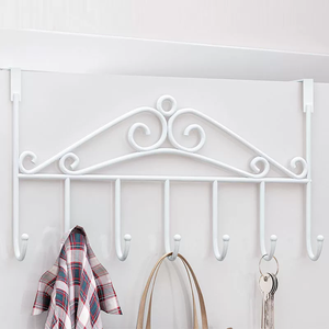 Multifunctional Clothes and Hat Rack Metal Over the Door <b>Hooks</b> With 7 <b>Hooks</b> No Punch Door Back <b>Hook</b> Wall Hanging Hanger - Product Image 5