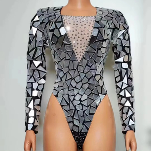 Mini-combinaison moulante sexy à paillettes effet miroir pour danse du ventre, soirée, club, fête, costume de célébration, <span class=keywords><strong>danseuse</strong></span>, bal de promo, boîte de nuit - Product Image 1