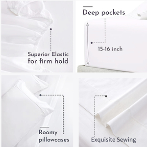 Tùy Chỉnh 100% Bông <span class=keywords><strong>4</strong></span> <span class=keywords><strong>Pcs</strong></span> Bedsheet Khách Sạn Thiết Kế Bộ Đồ Giường Giường OEM ODM Thiết Kế Mới Khăn Trải Giường - Product Image 3