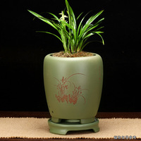 Pot Tanah Liat Yixing Grosir Terlaris, Pot Bulat Dengan Alas untuk Sansevieria & Tanaman Hijau Rumah
