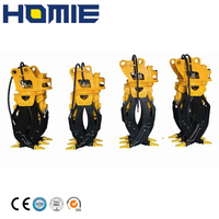 HOMIE Attachement d'excavateur rotatif Bois Acier Grappin hydraulique à double cylindre
