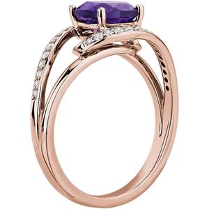 แหวนหมั้นชุบทองคำสีกุหลาบประดับพลอยประจำเดือนเกิดอะมีทิสต์และเพชร CZ เครื่องประดับสำหรับงานปาร์ตี้ ของขวัญสำหรับสุภาพสตรี - Product Image 3