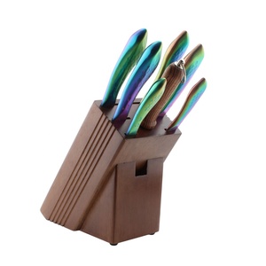 <span class=keywords><strong>Set</strong></span> di <span class=keywords><strong>coltelli</strong></span> da cucina con manico in acciaio inox colorato <span class=keywords><strong>titanio</strong></span> colorato con supporto strumenti in metallo con Logo Laser - Product Image 4