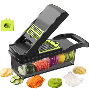 14-in-1 Manual <b>Vegetable</b> <b>Cutter</b> New Silicone Onion & Carrot Chopper with Spatula Plastic Kitchen Food Chopper - Product Image 2