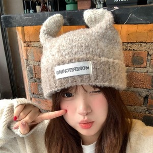 Gorro de lana tejido con orejeras, gorro a prueba de viento para mujer, otoño e invierno, circunferencia de cabeza grande, 58-60Cm, estilo fresco y dulce - Product Image 3