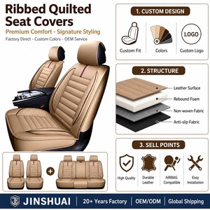 Fundas de Asiento Acolchadas con Diseño Acanalado, Color Bronceado, Directo de Fábrica, OEM, ODM, Logotipo Personalizado, Muestra Gratuita, Envío Global - Product Image 6