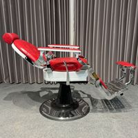 Fauteuil de Barbier Commercial Rétro Américain en Métal Haut de Gamme avec Teinture à Chaud, Accoudoirs Rotatifs et Design Inversé Relevable