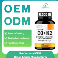 Vitamine D3 K2 120 Capsules avec B6, Zinc, Quercétine et Magnésium |   Soutient l'immunité, l'énergie, la santé des muscles et des os pour les hommes et les femmes