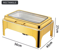 Plat à chafing rectangulaire de luxe 9L en acier inoxydable doré, chauffe-plat de buffet de haute qualité, alimenté à l'alcool, pour la restauration hôtelière