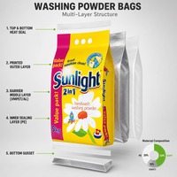 Sac d'emballage stratifié par cachetage de chauffage imprimé par coutume pour le sac détergent d'emballage de poudre à laver de blanchisserie
