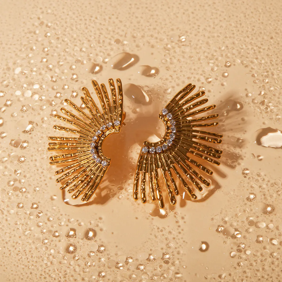 XIXI Trendy Vintage smerlato strass geometrico zircone placcato oro 18K da donna orecchini gioielli moda in acciaio inossidabile