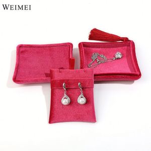 Velvet Custom Logo Jewelry Set <b>Box</b> with Tassel Luxury Necklace Ring <b>Earring</b> Packaging Customizable Design OEM Service Large Size - Product Image 5