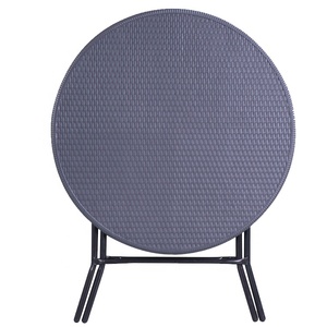 80cm <strong>Round</strong> Imitate Rattan Pattern Outdoor Furniture Bistro Foldable Picnic Steel <strong>Small</strong> Space Dining <strong>Table</strong> - Product Image 2