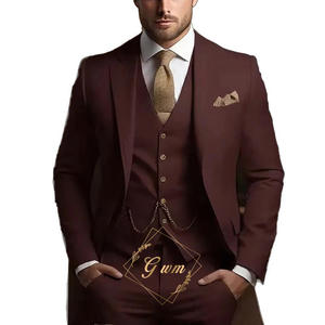 Traje Casual para Hombre Color Caqui, Conjunto de <span class=keywords><strong>3</strong></span> Piezas (Chaqueta + Chaleco + Pantalones), Trajes de Boda, Trajes de Novio, Corte Entallado, Poliéster/Rayón, Cuello en V, Cremallera, Fiesta de Graduación - Product Image 5