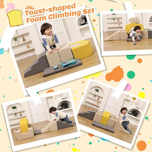 Structure de jeu intérieure en mousse pour bébé, forme géométrique, unisexe, jouet éducatif précoce avec toboggan et marches - Product Image 4