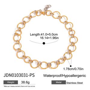 J & D kalung pernyataan Punk rantai warna sambungan dua warna bergaya kerajinan tangan besar dan kecil gaya klasik - Product Image 6