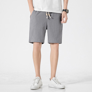 Short décontracté d'été pour homme, grande taille, couleur unie, en tissu de laine, coupe décontractée, avec cordon de serrage, logo frontal, imprimé tie-dye - Product Image 2