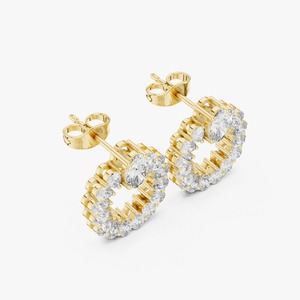 Boucles d'oreilles pendantes de luxe en forme d'halo de diamants, finition plaquée or, pour femmes, bijoux de mode et occasions cadeaux, en gros - Product Image 1