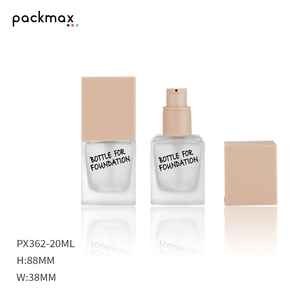 Empty Frosted Glass square Foundation <b>Bottle</b> Matte Transparent <b>Pump</b> <b>Bottle</b> 20ml Recyclable Ring Customizable Skin Care Serum - Product Image 3