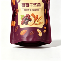 Sachet Doypack Personnalisé Imprimé avec Fermeture Éclair, Emballage Alimentaire en Plastique de Qualité Alimentaire pour Noix, Raisins et Fruits Séchés
