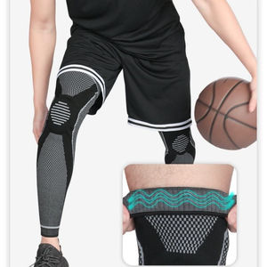 Manchon de compression long pour le genou, protection anti-glisse avec coussinet en silicone pour le cyclisme, la randonnée et l'entraînement sportif - Product Image 4