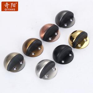 QIYANG Acier Inoxydable Noir Demi Lune Butée De <span class=keywords><strong>Porte</strong></span> Design Moderne Monté Au Sol <span class=keywords><strong>Porte</strong></span> Arrêts Wedge pour Hôtels - Product Image 1