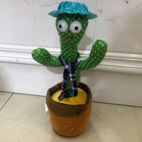Cactus Électrique Dansant et Parlant en Peluche Douce avec Lumière, Jouet Musical Enregistrable et Torsadable, Idéal pour Noël, en Sachet OPP