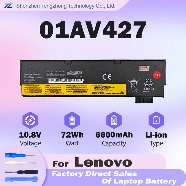 01AV427 for ThinkPad T470 T480 T570 T580 P51S P52S A475 Laptop Battery Stock A-grade Polymer Rechargeable 10.8V 6600mAh