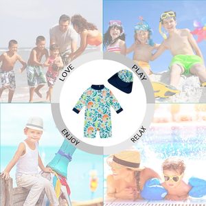 Costumi da bagno da spiaggia per neonati personalizzati in fabbrica UPF 50 + protezione costume da bagno con cerniera e cappello da sole con motivo a cartoni animati per <span class=keywords><strong>ragazzi</strong></span> - Product Image 5
