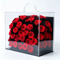 Boîte carrée en acrylique pour fleurs éternelles, rose stabilisée faite à la main, design élégant et romantique pour jardin suspendu, respectueux de l'environnement