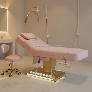 Popular Gold Base Electric Beauty Bed Height Adjustable Massage Bed Facial Beauty Salon Massage Table Facial Lash Bed - Product Image 4