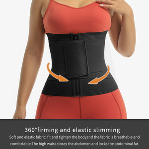 <span class=keywords><strong>Ceinture</strong></span> amincissante Faja à logo personnalisé, taille haute, double fermeture éclair, pour l'entraînement et la perte de poids, gaine sculptante pour le corps - Product Image 4